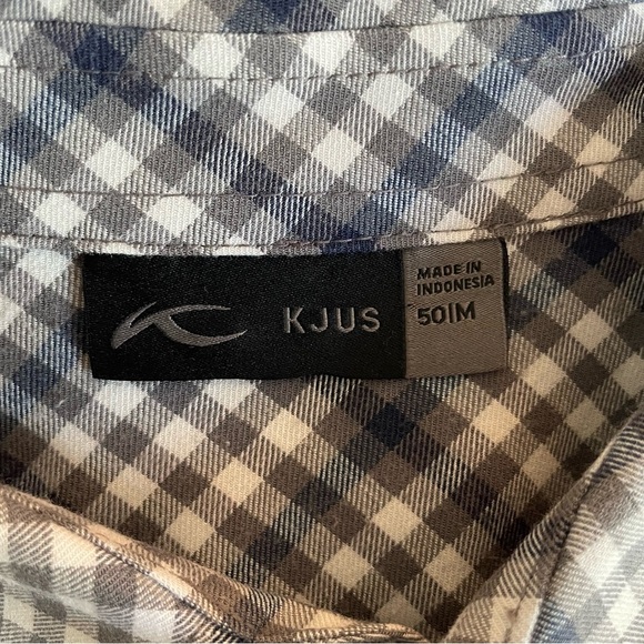 Lacoste Men’s Pebble Rock Gray Plaid Button Down Circle Shirt 20668 - Picture 9 of 10